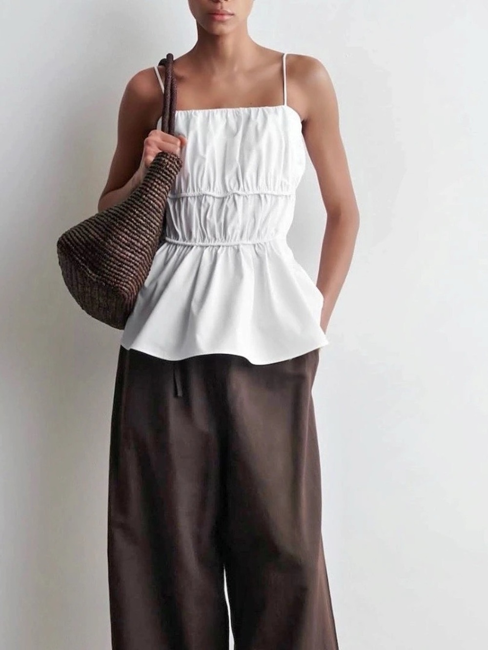 COS White Cotton Gathered Camisole Size 4